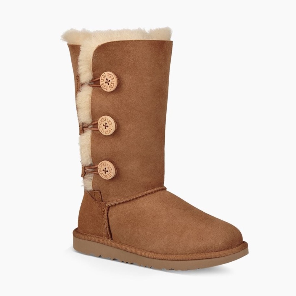 UGGS Bailey Button Tall Boots Chestnut Kids Youth 5 7 - Picture 8 of 11